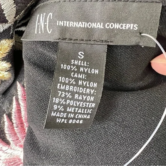 INC BLACK EMBROIDERED ROMANTIC 2 PIECE SHEER BLOUSE SET SIZE SMALL NWT - Picture 4 of 9